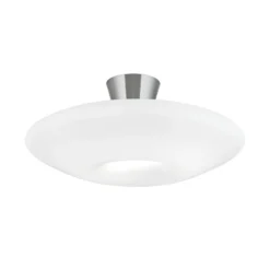 Plafón Blanc, cristal opalino, níquel mate