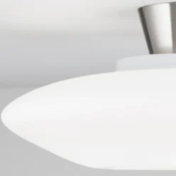 Plafón Blanc, cristal opalino, níquel mate
