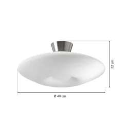 Plafón Blanc, cristal opalino, níquel mate