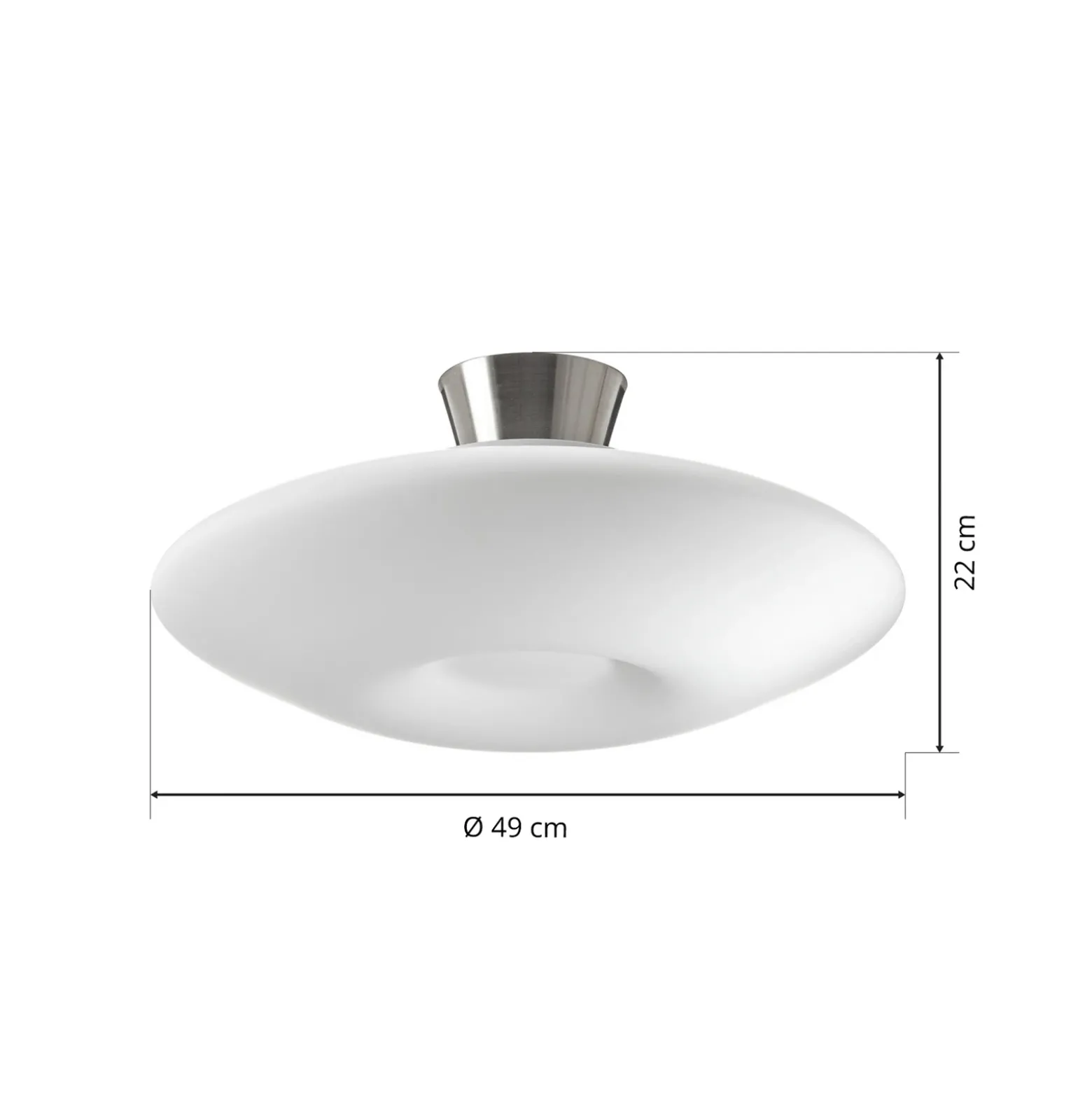 Plafón Blanc, cristal opalino, níquel mate