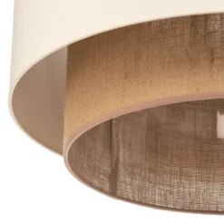 Plafón Boho, color crudo/marrón, Ø 60 cm, de tela