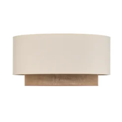 Plafón Boho, color crudo/marrón, Ø 60 cm, de tela
