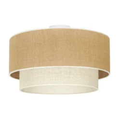 Plafón Boho, marrón/beige, Ø 45 cm, de tela
