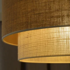 Plafón Boho, marrón/beige, Ø 45 cm, de tela