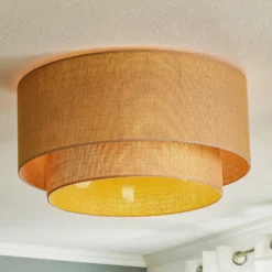 Plafón Boho, marrón, Ø 60 cm, de tela
