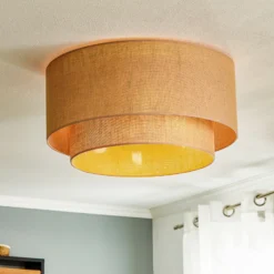 Plafón Boho, marrón, Ø 60 cm, de tela