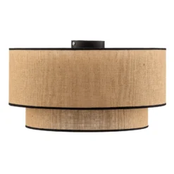 Plafón Boho, marrón/negro, Ø 45 cm, de tela