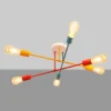 Plafón Cambridge, 6 luces naranja-rojo-turquesa