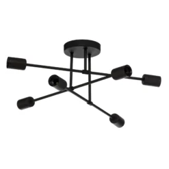 Plafón Cambridge, 6 luces, negro