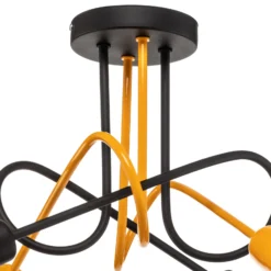 Plafón Cambridge, 4 luces, negro-naranja