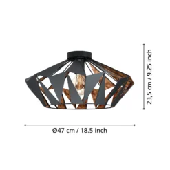 Plafón Carlton, Ø 47 cm, negro/cobre