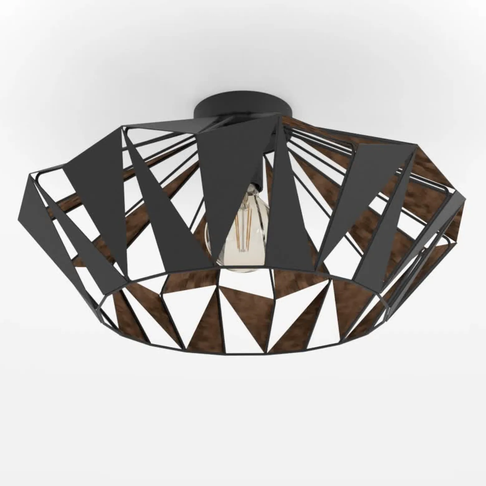 Plafón Carlton, Ø 47 cm, negro/cobre