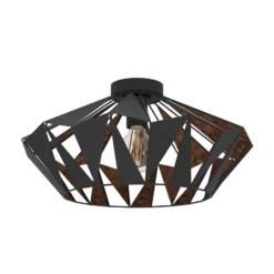 Plafón Carlton, Ø 47 cm, negro/cobre