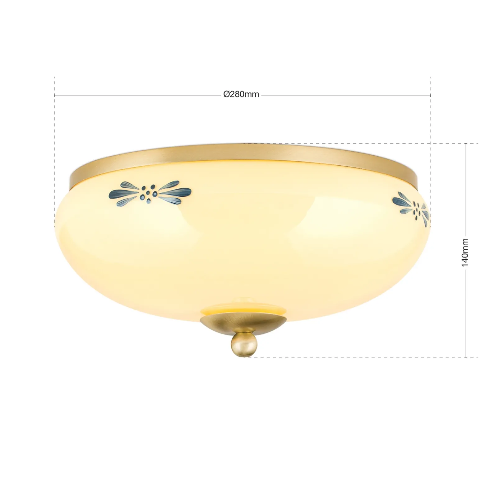 Plafón Casa Rural latón crema azul Ø 28cm