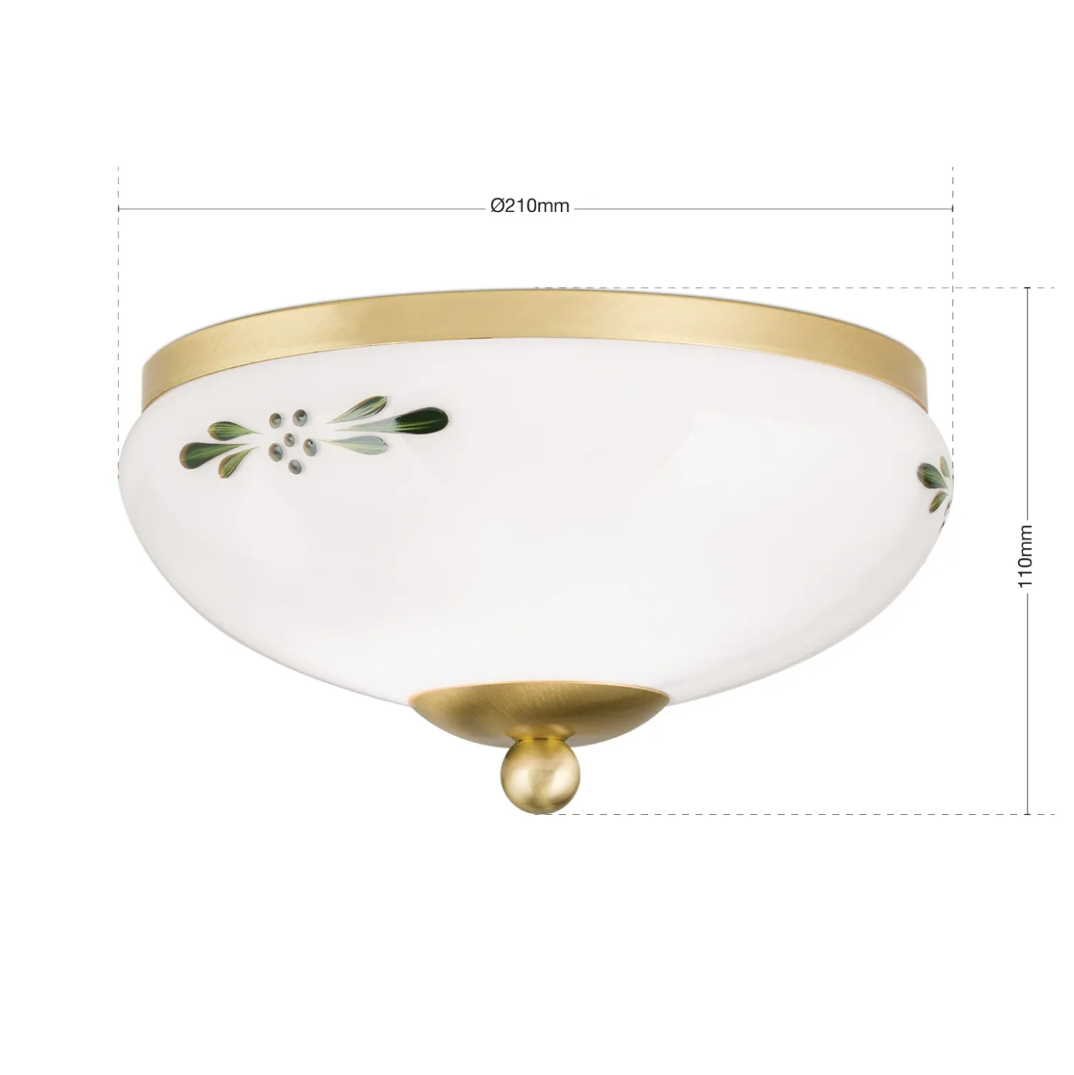 Plafón Casa Rural latón opalino verde Ø 21 cm