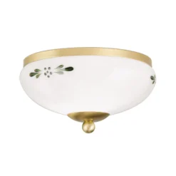 Plafón Casa Rural latón opalino verde Ø 21 cm