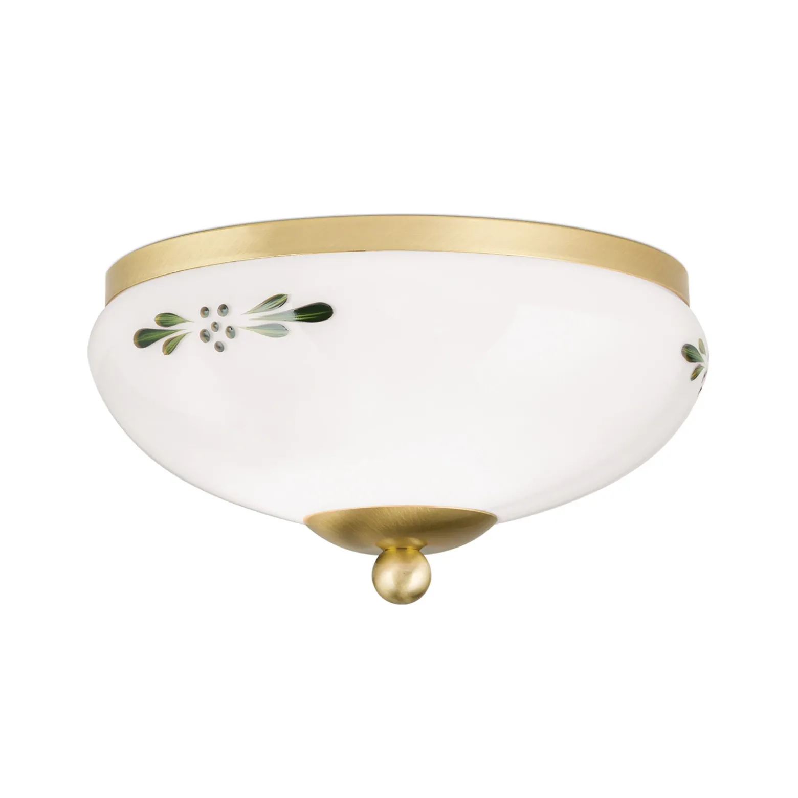 Plafón Casa Rural latón opalino verde Ø 21 cm