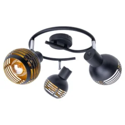 Plafón Casco, 3 luces, negro