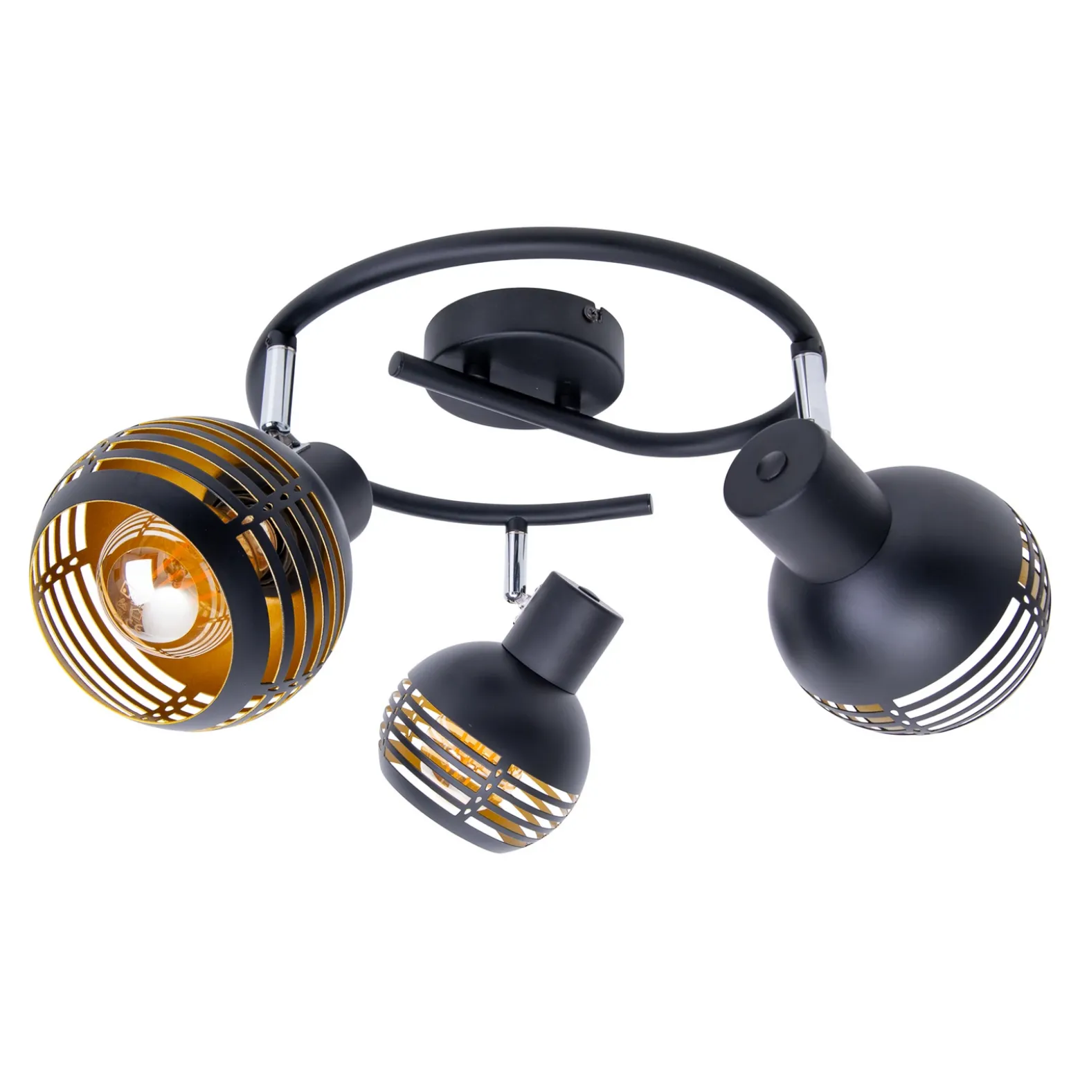Plafón Casco, 3 luces, negro