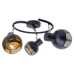 Plafón Casco, 3 luces, negro