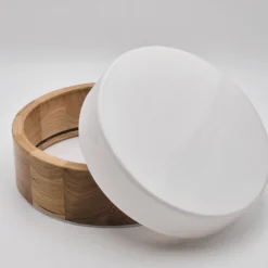 Plafón Caspian, Ø 27 cm, IP54, roble