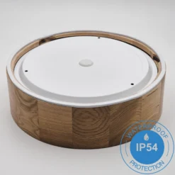 Plafón Caspian, Ø 27 cm, IP54, roble