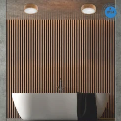 Plafón Caspian, Ø 27 cm, IP54, roble