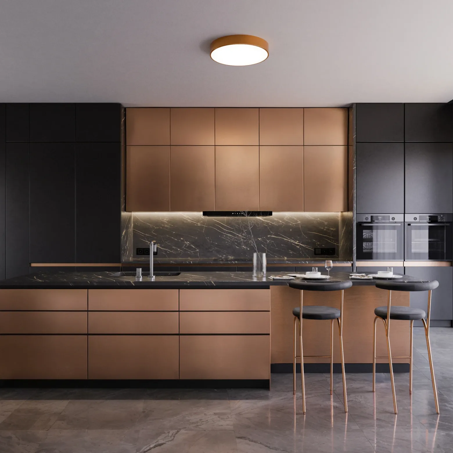Plafón Cleo 500, Ø 50 cm cobre