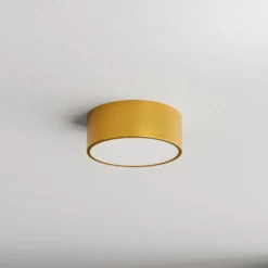Plafón Cleo, Ø 20 cm, IP54, dorado, metal, E27