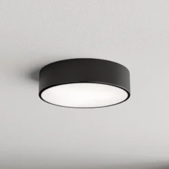Plafón Cleo, Ø 30 cm, IP20, negro, metal, E27