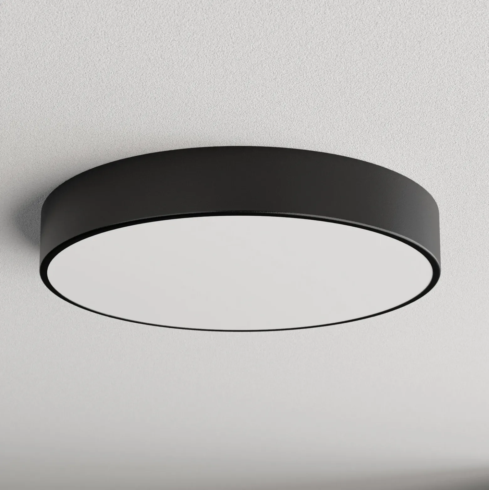 Plafón Cleo, Ø 50 cm, IP54, negro, metal, E27