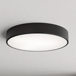 Plafón Cleo, Ø 50 cm, IP54, negro, metal, E27