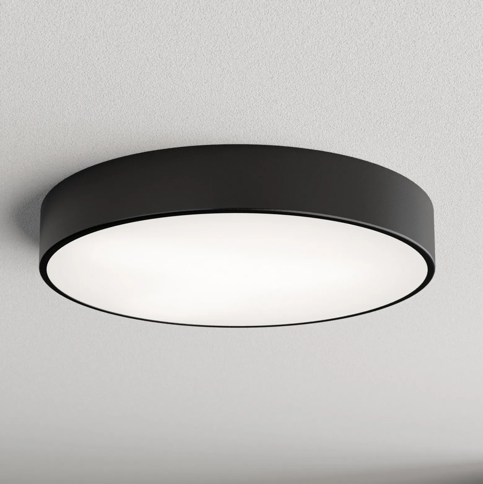 Plafón Cleo, Ø 50 cm, IP54, negro, metal, E27