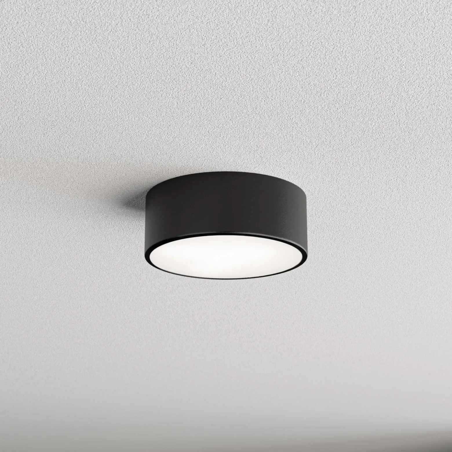 Plafón Cleo, Ø 20 cm, IP54, negro, metal, E27