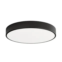 Plafón Cleo con difusor de vidrio, negro, Ø 60cm