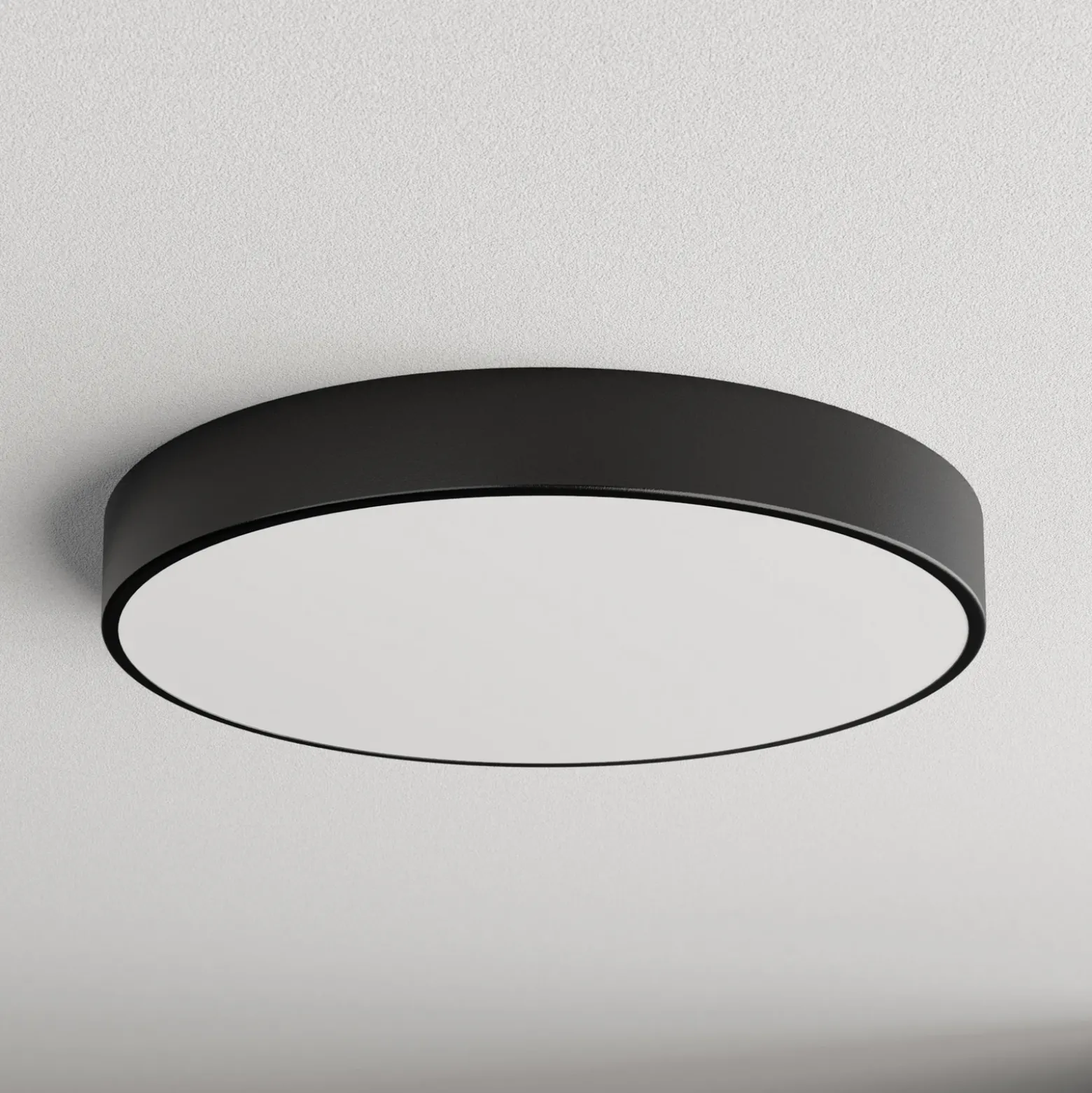 Plafón Cleo con difusor de vidrio, negro, Ø 60cm