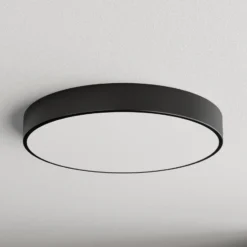 Plafón Cleo con difusor de vidrio, negro, Ø 60cm