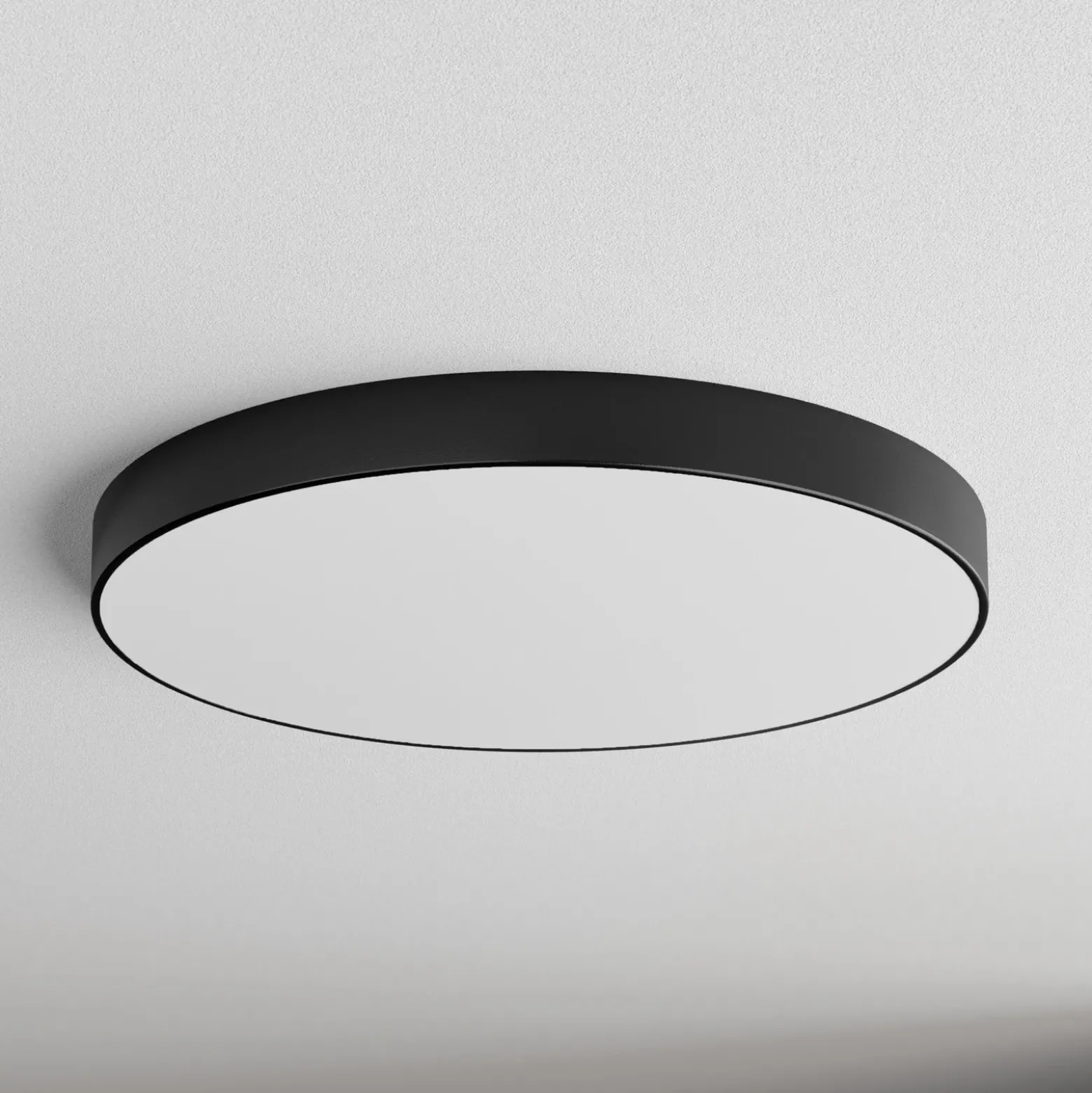 Plafón Cleo con difusor de vidrio, negro, Ø 78cm
