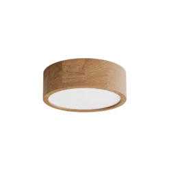 Plafón Cleo DR275, IP54, Ø 27,5 cm, madera de roble, E27