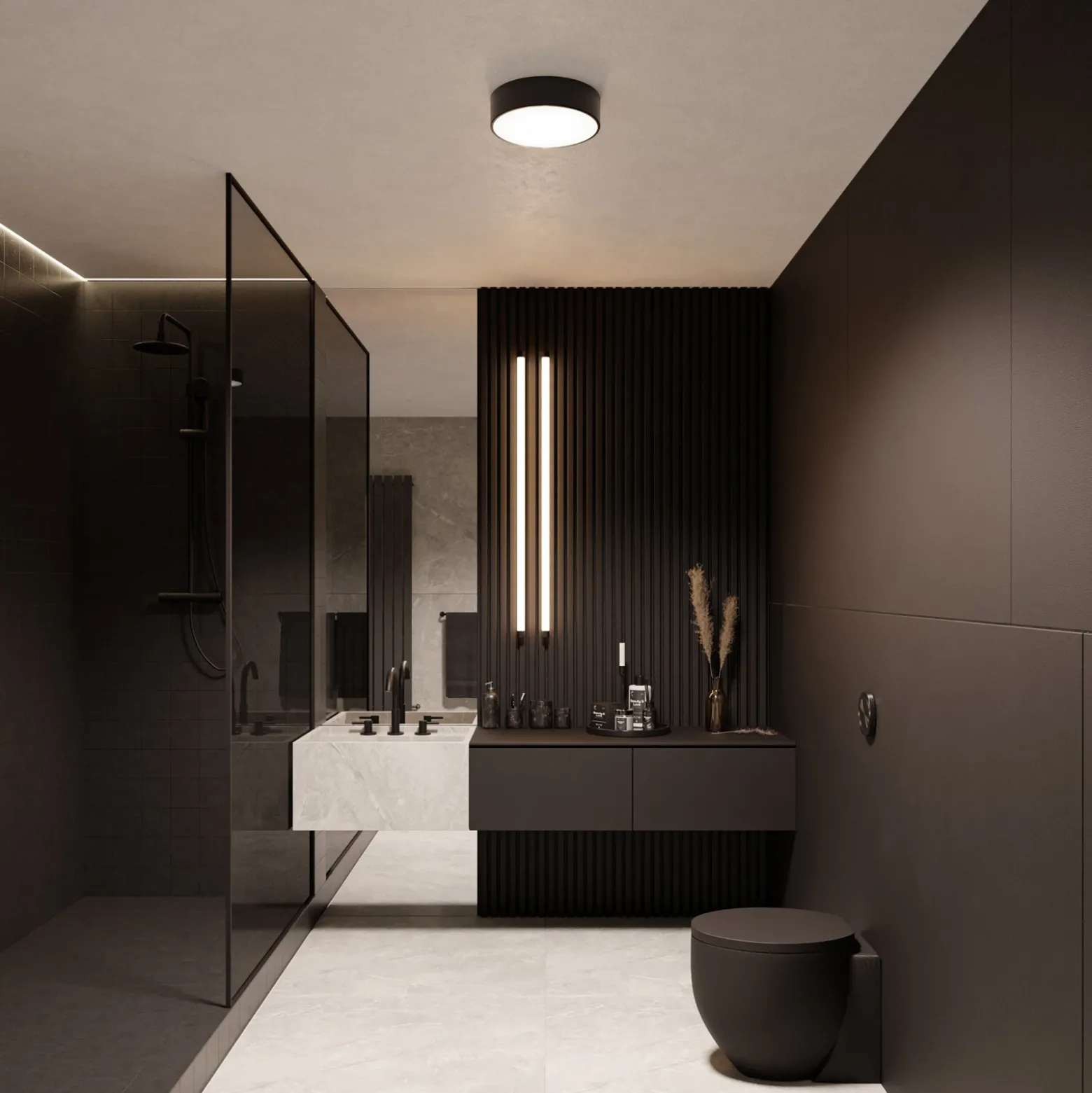 Plafón Cleo 300, IP54, Ø 30 cm negro