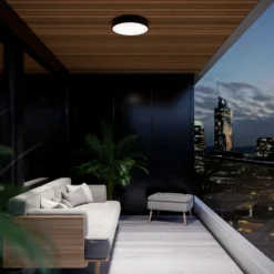 Plafón Cleo 400, IP54, Ø 40 cm negro