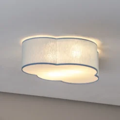 Plafón Cloud, azul, 43 cm de largo, textil, nube, E27