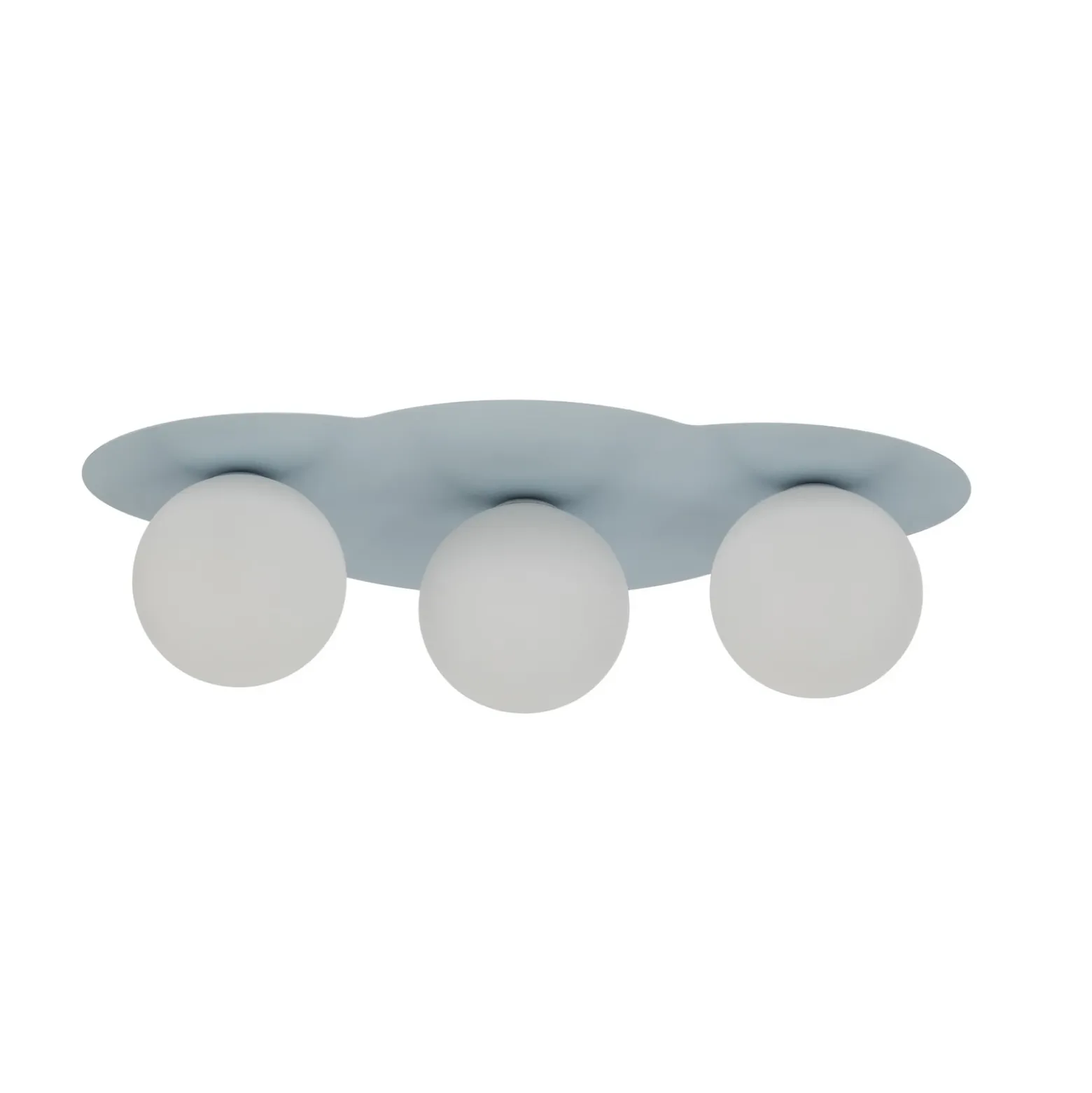 Plafón Cloud, azul, 3 luces, cristal, longitud 51 cm, G9