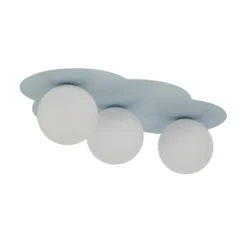 Plafón Cloud, azul, 3 luces, cristal, longitud 51 cm, G9