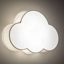 Plafón Cloud, beige, 63 cm de largo, textil, nube, E27