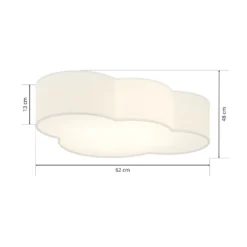 Plafón Cloud, blanco, textil, longitud 62 cm, E27, 4 luces.