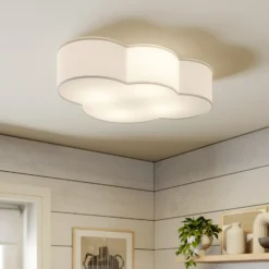 Plafón Cloud, blanco, textil, longitud 62 cm, E27, 4 luces.