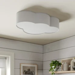 Plafón Cloud, blanco, textil, longitud 62 cm, E27, 4 luces.