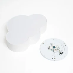 Plafón Cloud, blanco, textil, longitud 62 cm, E27, 4 luces.