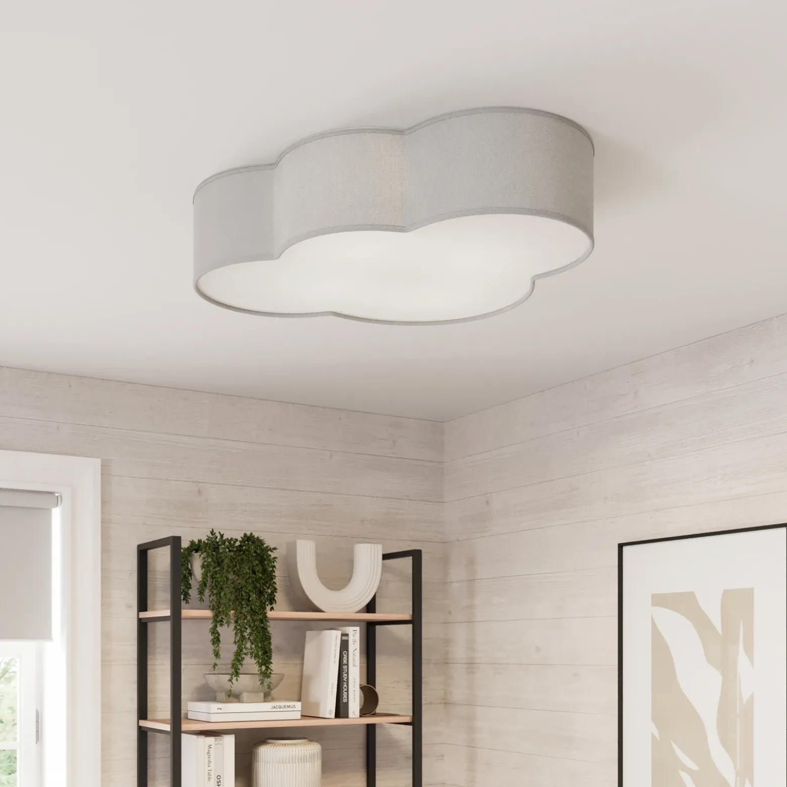 Plafón Cloud de tela, longitud 62 cm, gris
